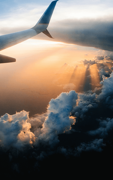 Airplane above clouds